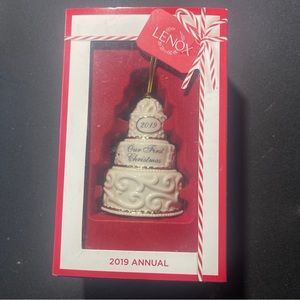 Lenox 2019Our first Christmas  Together Wedding Cake Ornament Ivory Porcelain